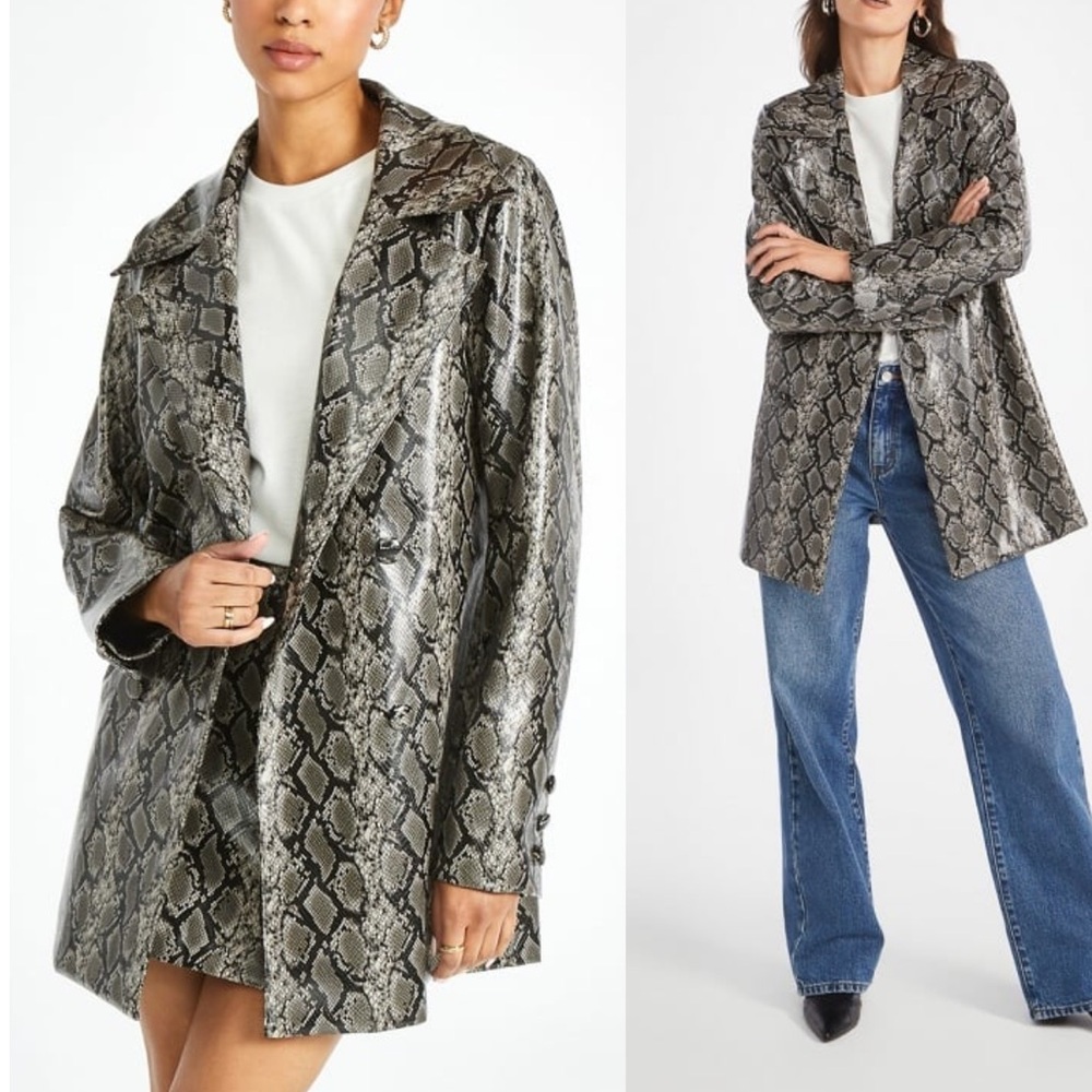 Womens Faux Leather pea coat